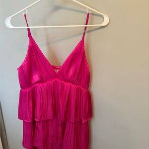 TCEC Pink Tiered Pleated Mini Dress